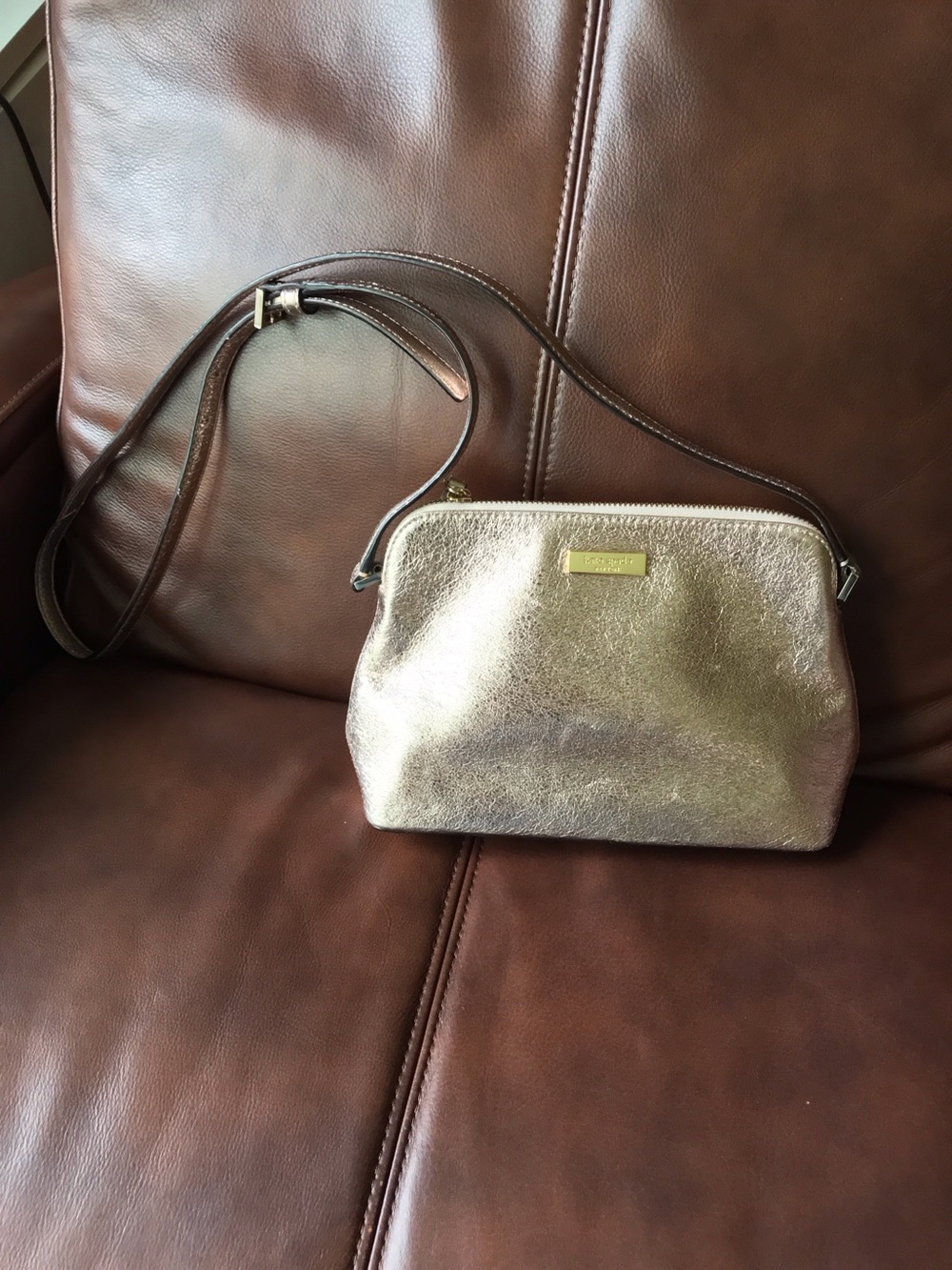 Kate Spade New York leather Metallic Gold Crossbody Bag